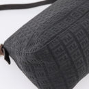 FENDI Zucchino Canvas Mamma Baguette Shoulder Bag Gray Silver Auth BA15868V-16