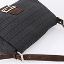FENDI Zucchino Canvas Mamma Baguette Shoulder Bag Gray Silver Auth BA15868V-6