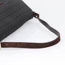 FENDI Zucchino Canvas Mamma Baguette Shoulder Bag Gray Silver Auth BA15868V-7