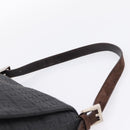 FENDI Zucchino Canvas Mamma Baguette Shoulder Bag Gray Silver Auth BA15868V-8