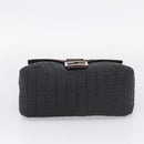 FENDI Zucchino Canvas Mamma Baguette Shoulder Bag Gray Silver Auth BA15868V-5