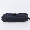 FENDI Mamma Baguette Shoulder Bag Denim Blue Silver Auth BA15869V-10