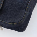 FENDI Mamma Baguette Shoulder Bag Denim Blue Silver Auth BA15869V-12