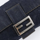 FENDI Mamma Baguette Shoulder Bag Denim Blue Silver Auth BA15869V-18