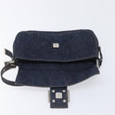 FENDI Mamma Baguette Shoulder Bag Denim Blue Silver Auth BA15869V-19