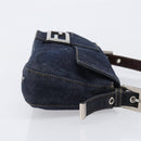 FENDI Mamma Baguette Shoulder Bag Denim Blue Silver Auth BA15869V-4