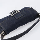 FENDI Mamma Baguette Shoulder Bag Denim Blue Silver Auth BA15869V-6