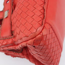 Bottega Veneta INTRECCIATO Hand Bag Leather Red Silver Auth BA15870A-16
