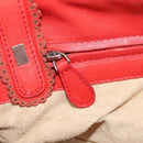 Bottega Veneta INTRECCIATO Hand Bag Leather Red Silver Auth BA15870A-21
