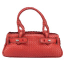 Bottega Veneta INTRECCIATO Hand Bag Leather Red Silver Auth BA15870A-2