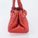 Bottega Veneta INTRECCIATO Hand Bag Leather Red Silver Auth BA15870A-3