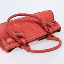 Bottega Veneta INTRECCIATO Hand Bag Leather Red Silver Auth BA15870A-6