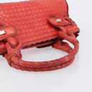 Bottega Veneta INTRECCIATO Hand Bag Leather Red Silver Auth BA15870A-7