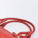 Bottega Veneta INTRECCIATO Hand Bag Leather Red Silver Auth BA15870A-8