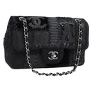 CHANEL Chain Shoulder Bag Denim Black Silver CC Auth BA15871SM-1