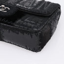 CHANEL Chain Shoulder Bag Denim Black Silver CC Auth BA15871SM-15