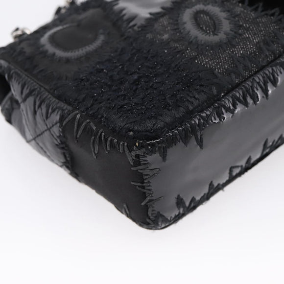 CHANEL Chain Shoulder Bag Denim Black Silver CC Auth BA15871SM