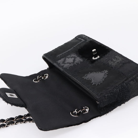 CHANEL Chain Shoulder Bag Denim Black Silver CC Auth BA15871SM