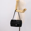 CHANEL Chain Shoulder Bag Denim Black Silver CC Auth BA15871SM-28