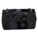CHANEL Chain Shoulder Bag Denim Black Silver CC Auth BA15871SM-2