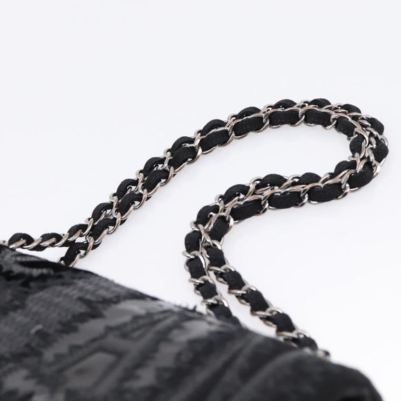 CHANEL Chain Shoulder Bag Denim Black Silver CC Auth BA15871SM