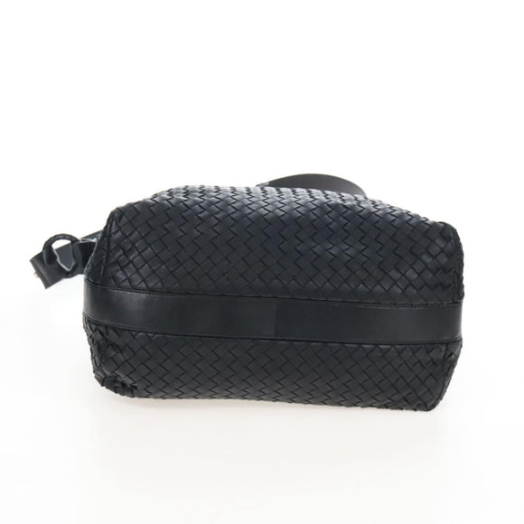 Bottega Veneta INTRECCIATO Shoulder Bag Leather Black Gold 115658 Auth BA15872