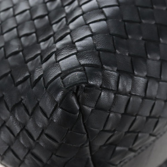 Bottega Veneta INTRECCIATO Shoulder Bag Leather Black Gold 115658 Auth BA15872