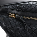 Bottega Veneta INTRECCIATO Shoulder Bag Leather Black Gold 115658 Auth BA15872-18