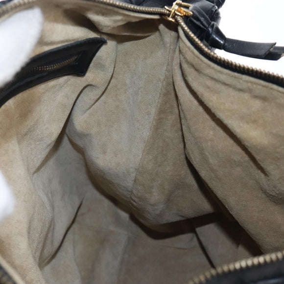 Bottega Veneta INTRECCIATO Shoulder Bag Leather Black Gold 115658 Auth BA15872