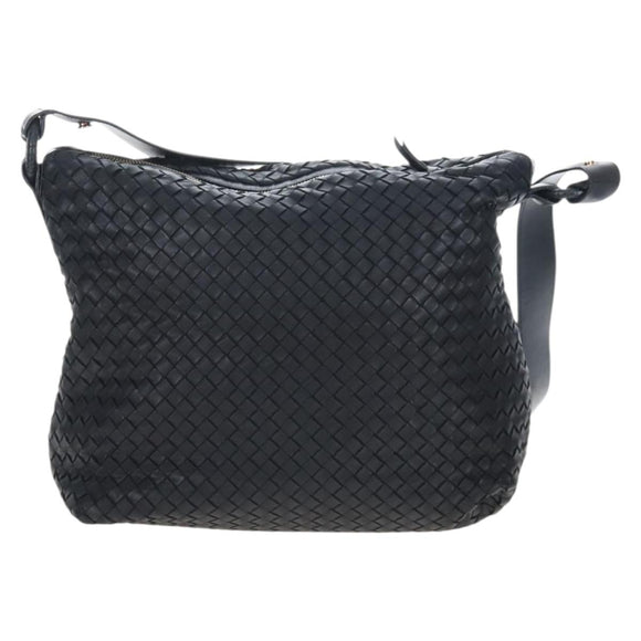 Bottega Veneta INTRECCIATO Shoulder Bag Leather Black Gold 115658 Auth BA15872