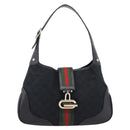 GUCCI GG Canvas Abby G Rock Shoulder Bag Leather Black Gold 130779 Auth BA15874V-2