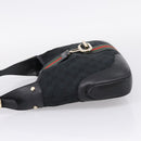 GUCCI GG Canvas Abby G Rock Shoulder Bag Leather Black Gold 130779 Auth BA15874V-4