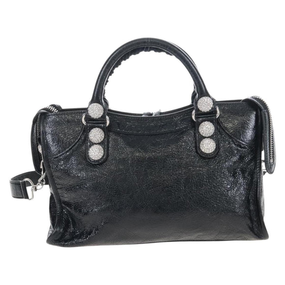 Balenciaga Le City Small Hand Bag Leather 2way Black 866029 Auth BA15875SAM
