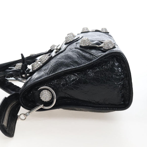 Balenciaga Le City Small Hand Bag Leather 2way Black 866029 Auth BA15875SAM