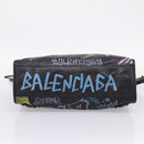 Balenciaga The City Graffiti Hand Bag Leather Black 115748 Auth BA15876M-11