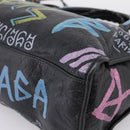 Balenciaga The City Graffiti Hand Bag Leather Black 115748 Auth BA15876M-12