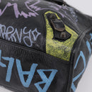 Balenciaga The City Graffiti Hand Bag Leather Black 115748 Auth BA15876M-14