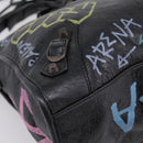 Balenciaga The City Graffiti Hand Bag Leather Black 115748 Auth BA15876M-15