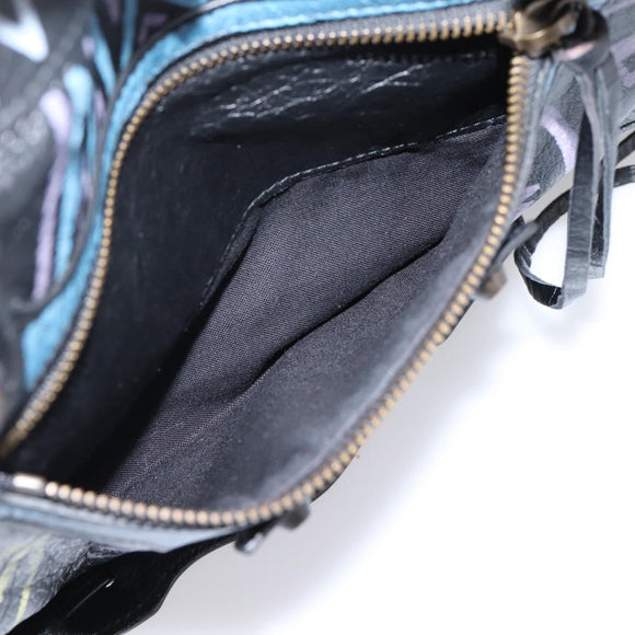 Balenciaga The City Graffiti Hand Bag Leather Black 115748 Auth BA15876M
