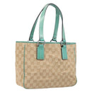 GUCCI GG Canvas Tote Bag Beige Silver 113019 Auth BA15877V-1