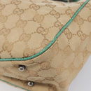GUCCI GG Canvas Tote Bag Beige Silver 113019 Auth BA15877V-14
