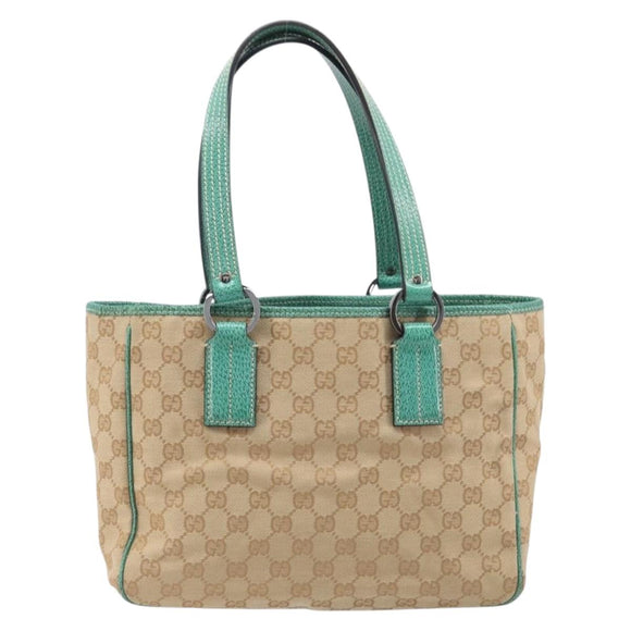 GUCCI GG Canvas Tote Bag Beige Silver 113019 Auth BA15877V