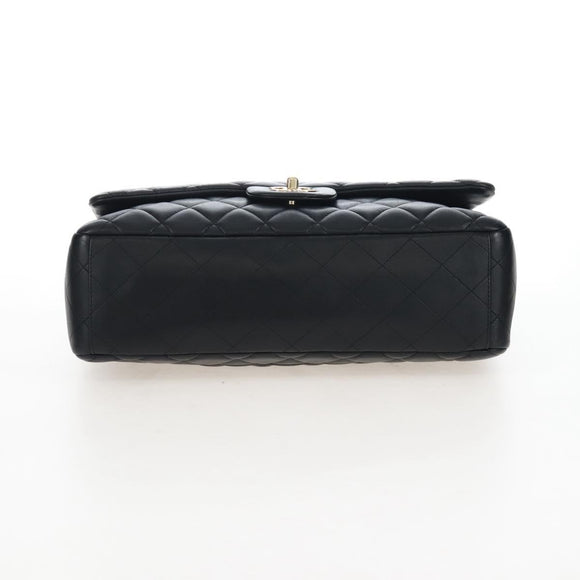 CHANEL Big Matelasse32 Chain Bag Lamb Skin Black Gold CC Auth BA15880SAM