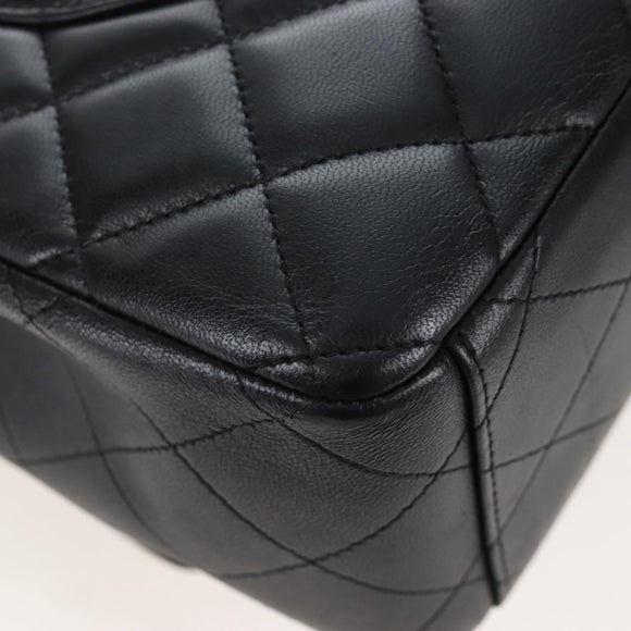 CHANEL Big Matelasse32 Chain Bag Lamb Skin Black Gold CC Auth BA15880SAM