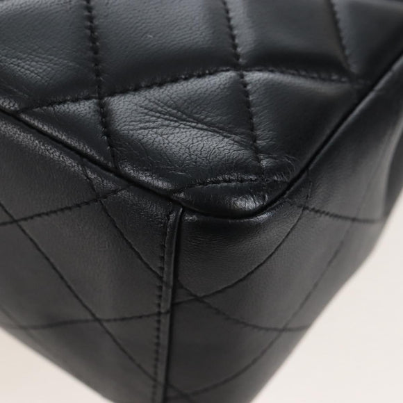 CHANEL Big Matelasse32 Chain Bag Lamb Skin Black Gold CC Auth BA15880SAM