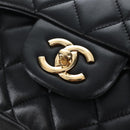 CHANEL Big Matelasse32 Chain Bag Lamb Skin Black Gold CC Auth BA15880SAM-15