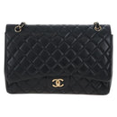 CHANEL Big Matelasse32 Chain Bag Lamb Skin Black Gold CC Auth BA15880SAM-2