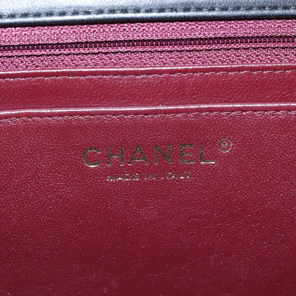 CHANEL Big Matelasse32 Chain Bag Lamb Skin Black Gold CC Auth BA15880SAM