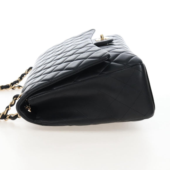 CHANEL Big Matelasse32 Chain Bag Lamb Skin Black Gold CC Auth BA15880SAM