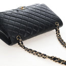 CHANEL Big Matelasse32 Chain Bag Lamb Skin Black Gold CC Auth BA15880SAM-6